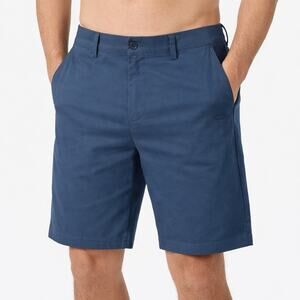 Oakley Mens Navy Flat Front Casual Chino Golf Shorts Size 36 Cotton Stretch Logo